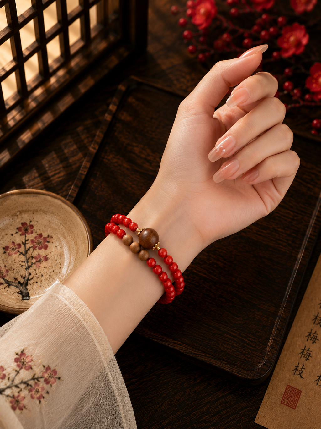 Ever abundant Cinnabar Bracelet Nacklace
