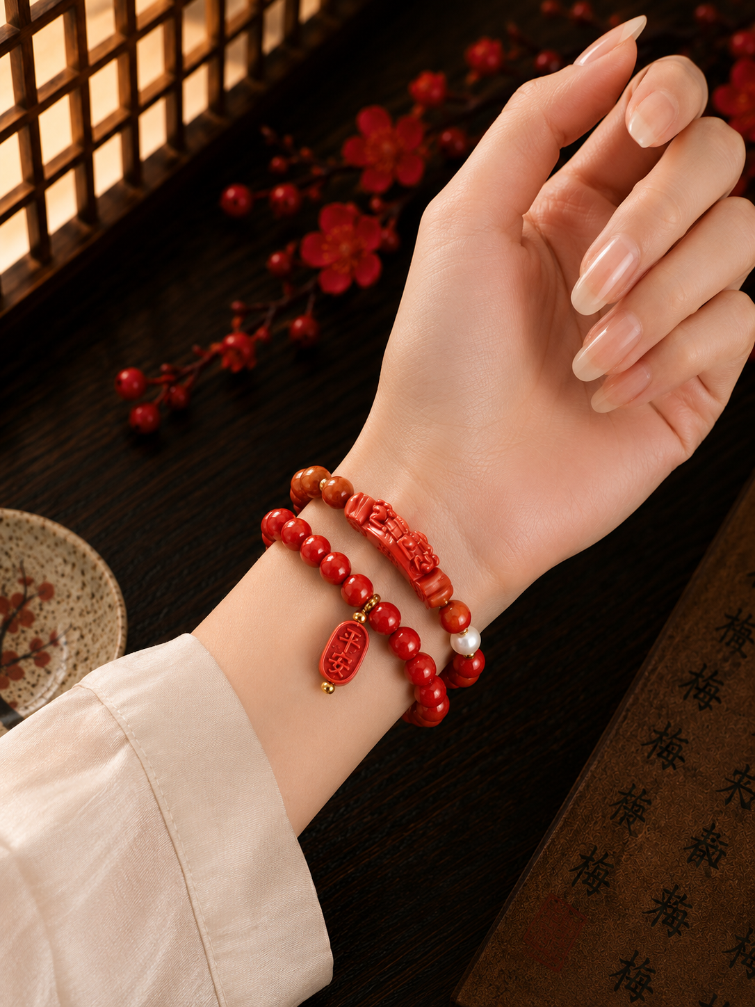 Fated Hearts Cinnabar bracelet