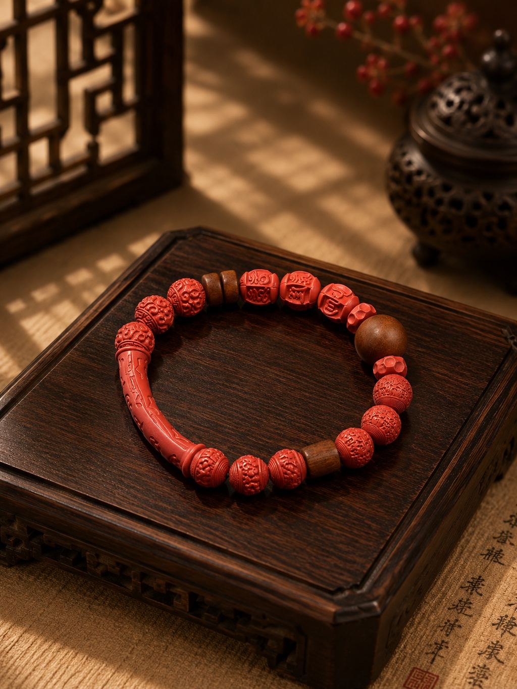 "Fortune & Harmony” Cinnabar Bracelet