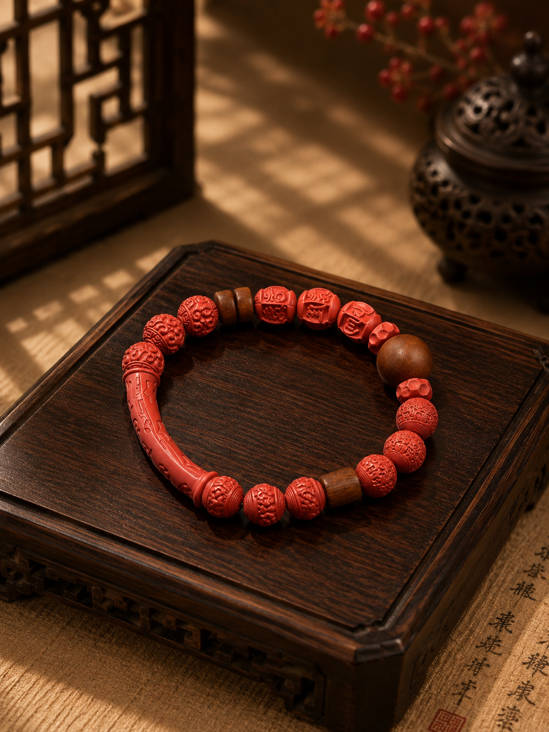 "Fortune & Harmony” Cinnabar Bracelet