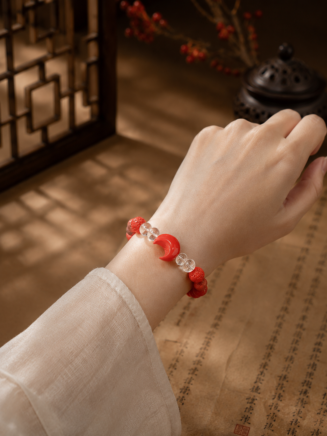 Moonlit Serenity” Cinnabar Bracelet