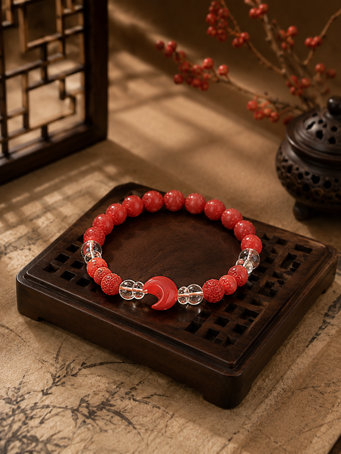 Moonlit Serenity” Cinnabar Bracelet