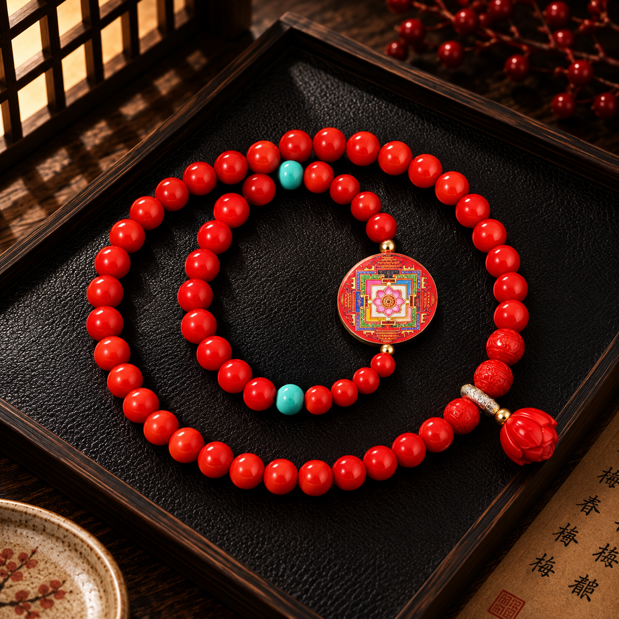 Scholar’s ascent Cinnabar Bracelet Nacklace